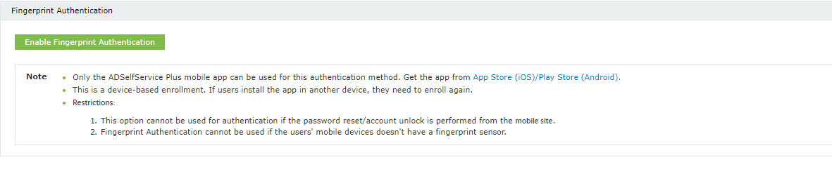 Biometric Authentication in ADSelfService Plus