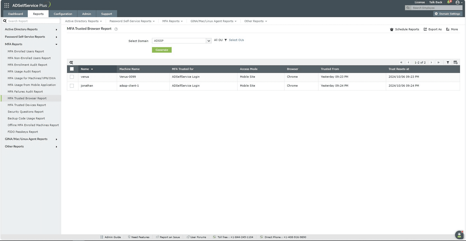 MFA Trusted Browser Report