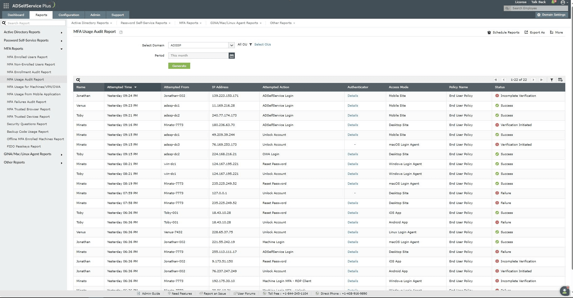 MFA Usage Audit Report