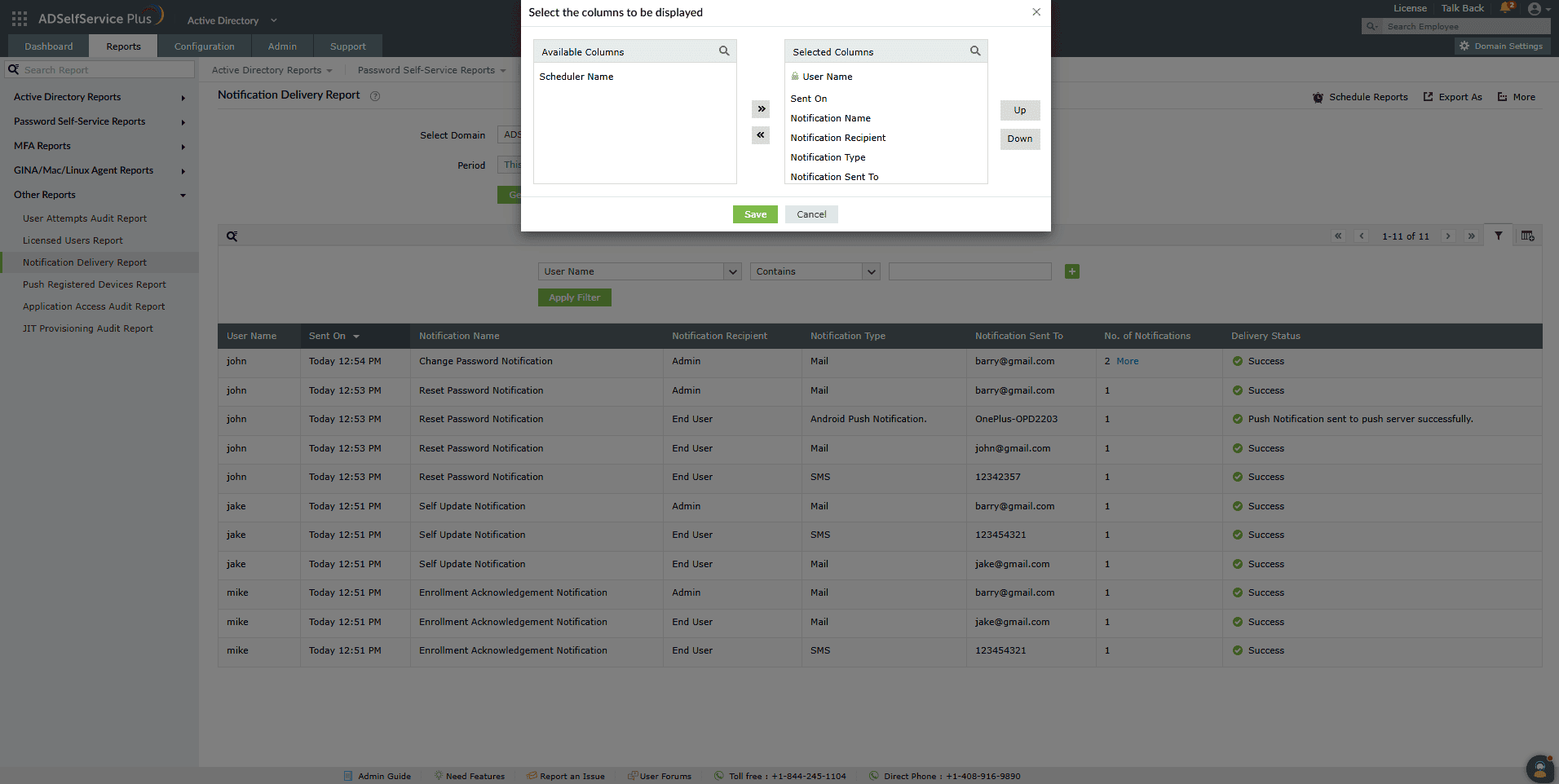Notification Delivery Report