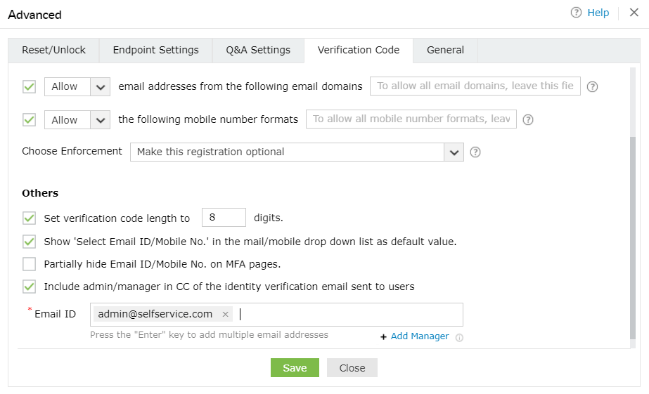 Others backup codes