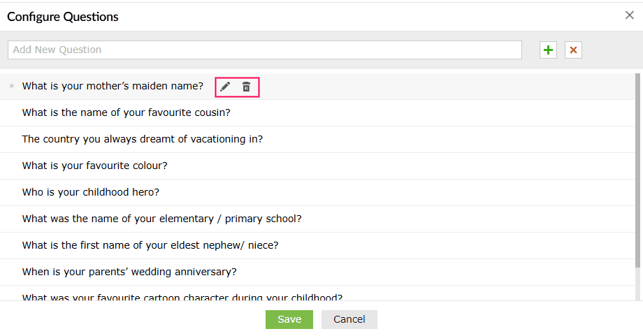 Edit Security Question & Answer in ADSelfServicePlus