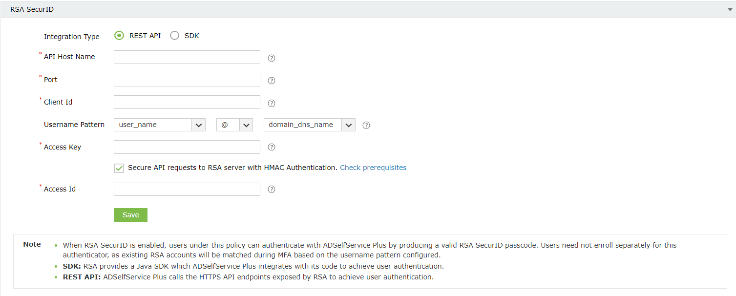 Securing API requests to the RSA server with HMAC authentication in ADSelfService Plus