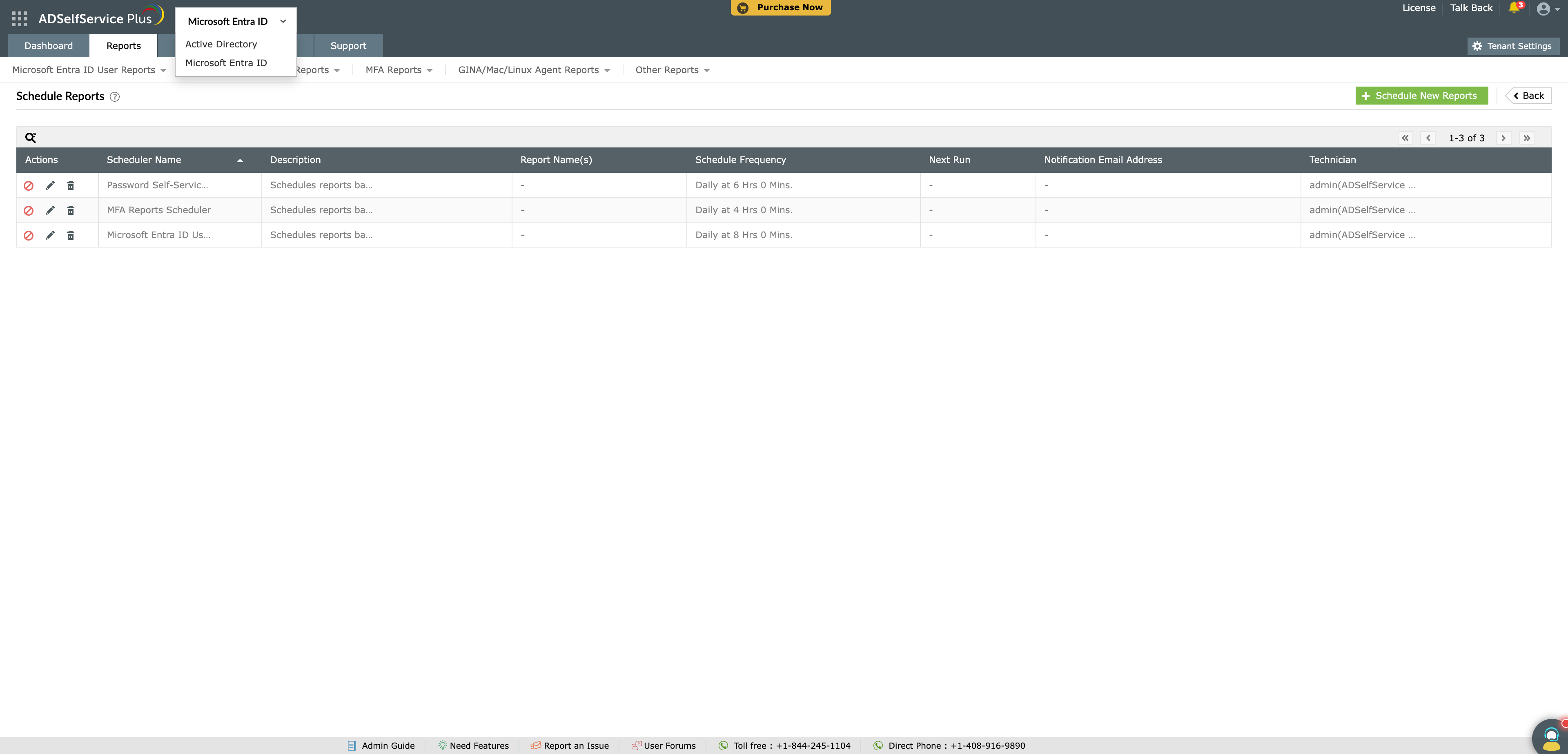 Scheduling reports in ADSelfService Plus