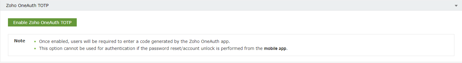 Zoho OneAuth TOTP