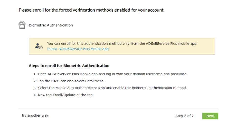 Enrollment using Fingerprint authenticator