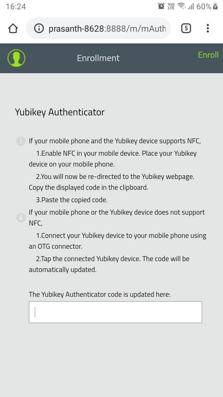 Yubikey enrollment