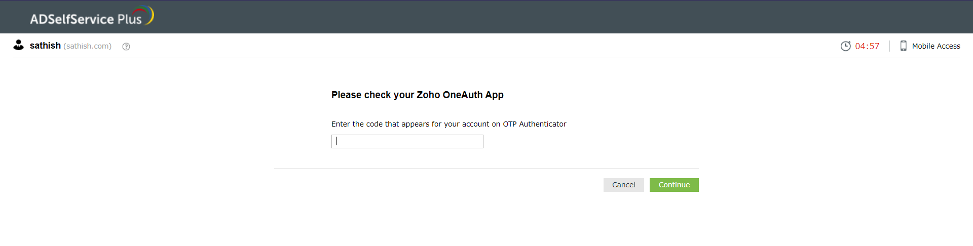 Zoho OneAuth TOTP