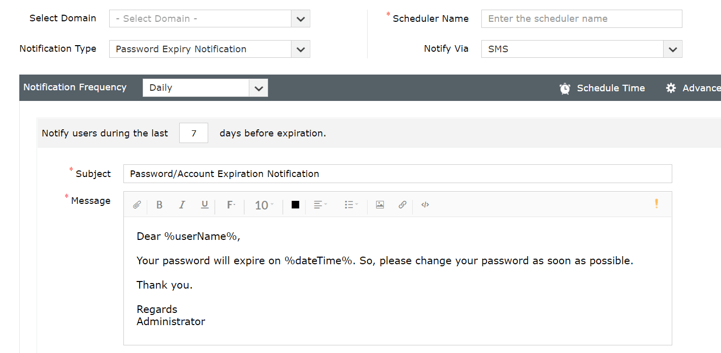 password expiration notification email template