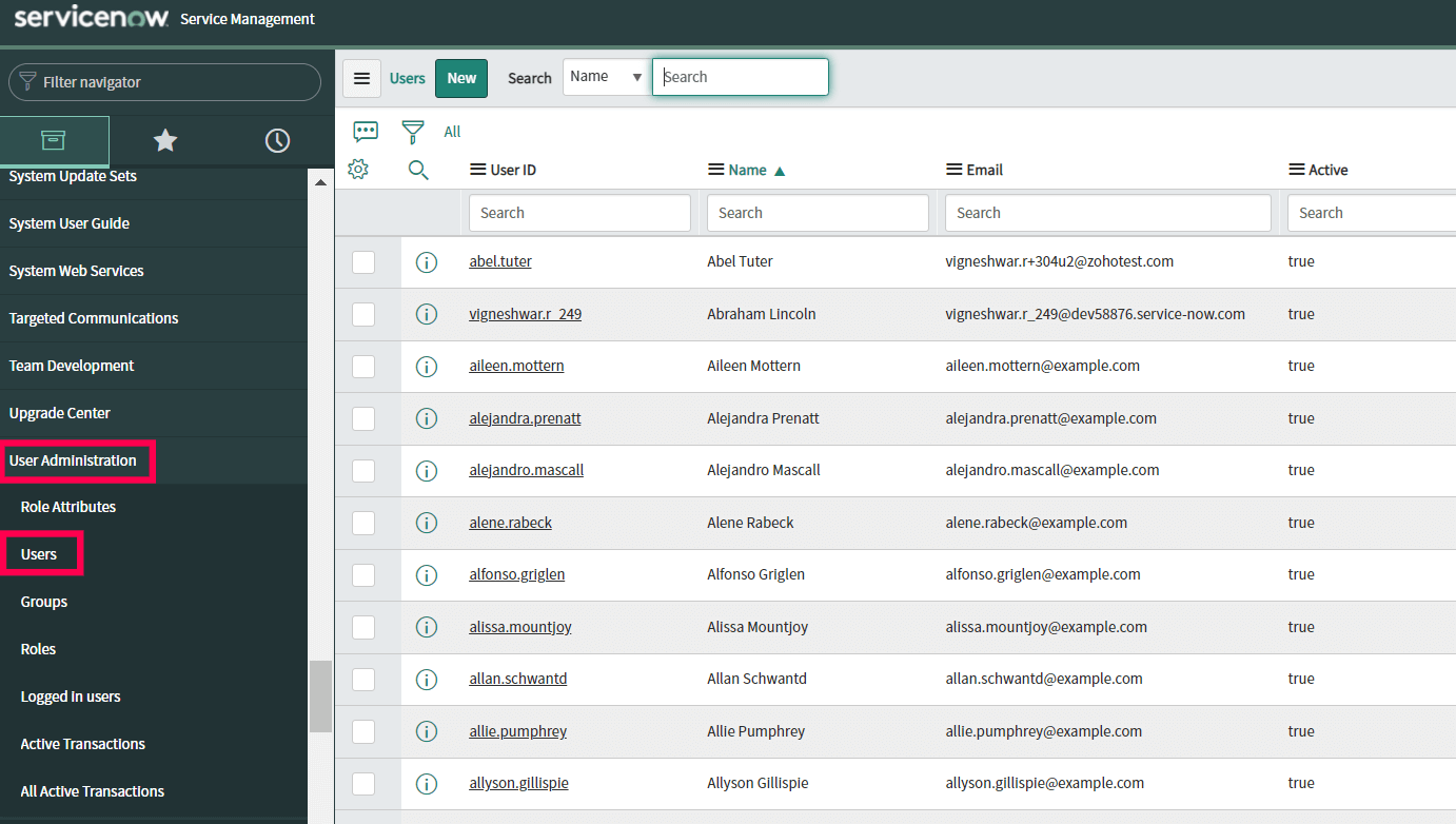 servicenow-users-administration