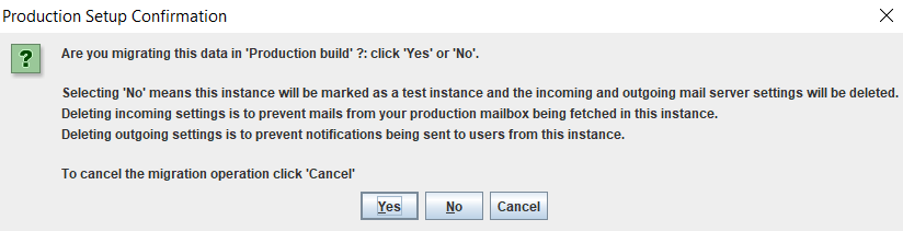 production setup confirmation