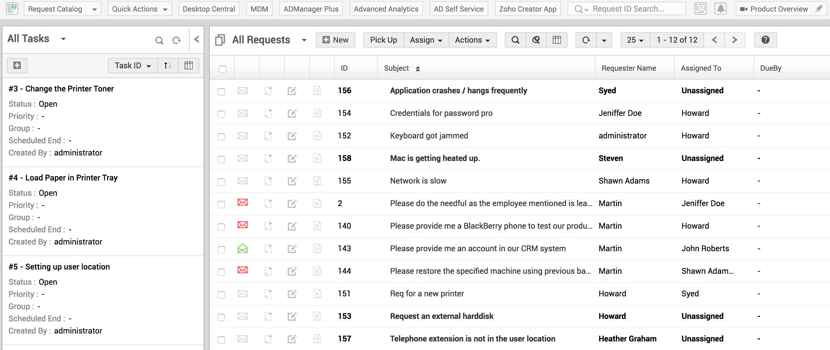 It Help Desk Ticket Management Servicedesk Plus Msp Request List