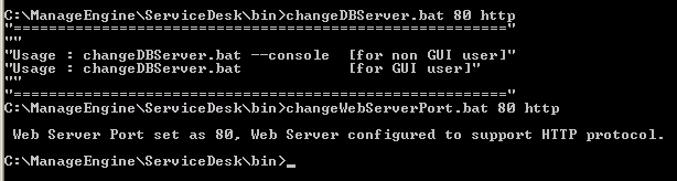 manageengine service change web server