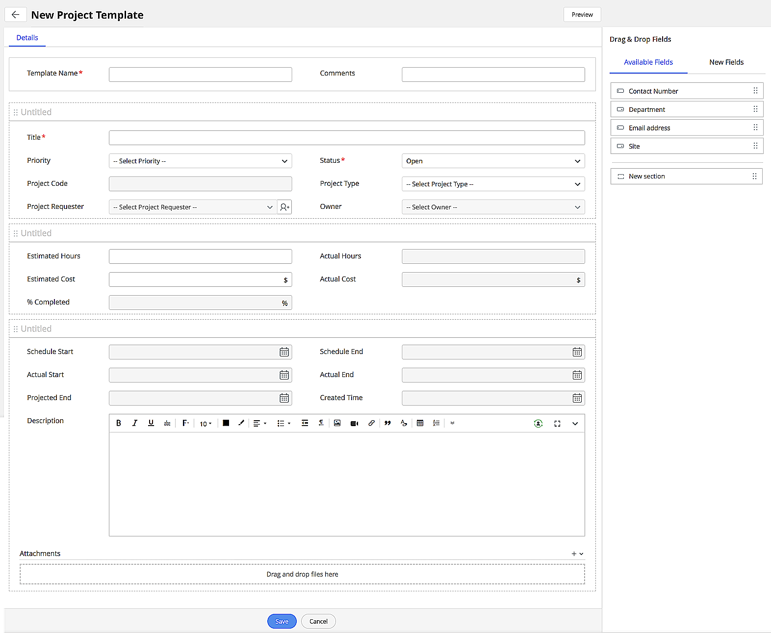 project template form is now revamped