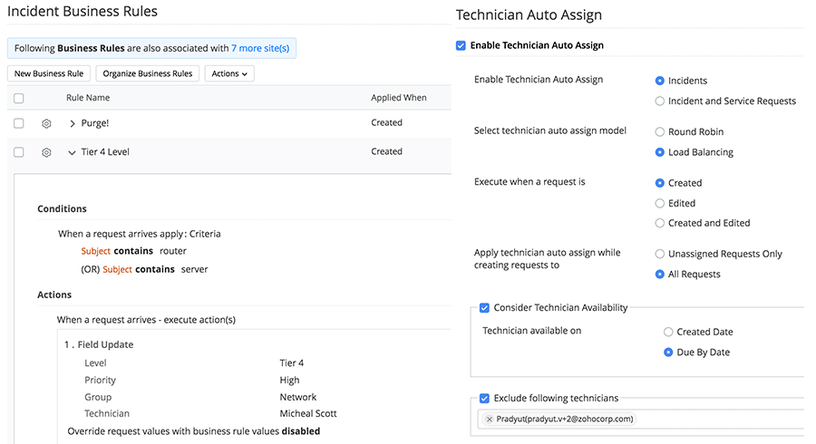 Automatic ticket assignments