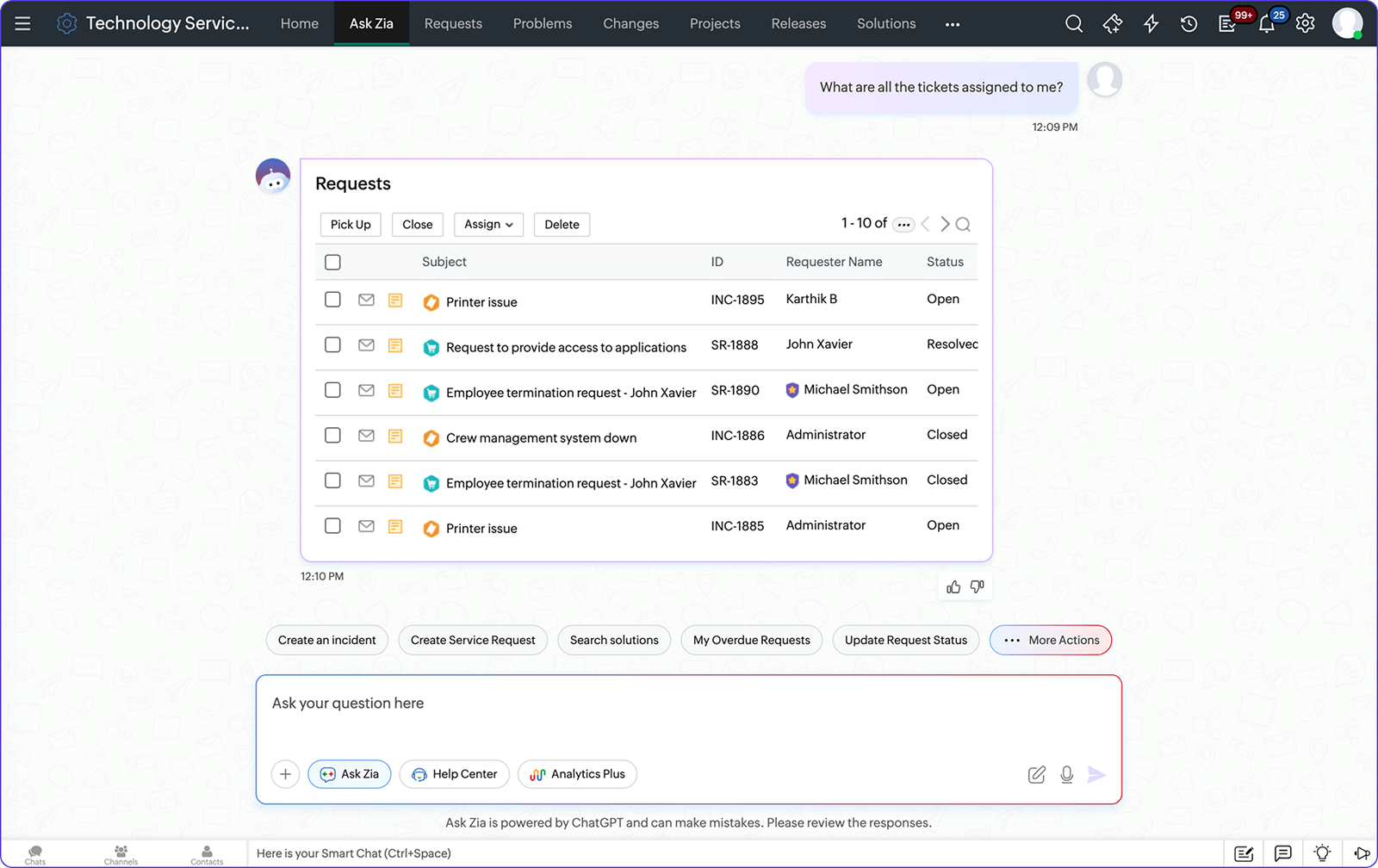 Zia AI for technicians to improve IT productivity