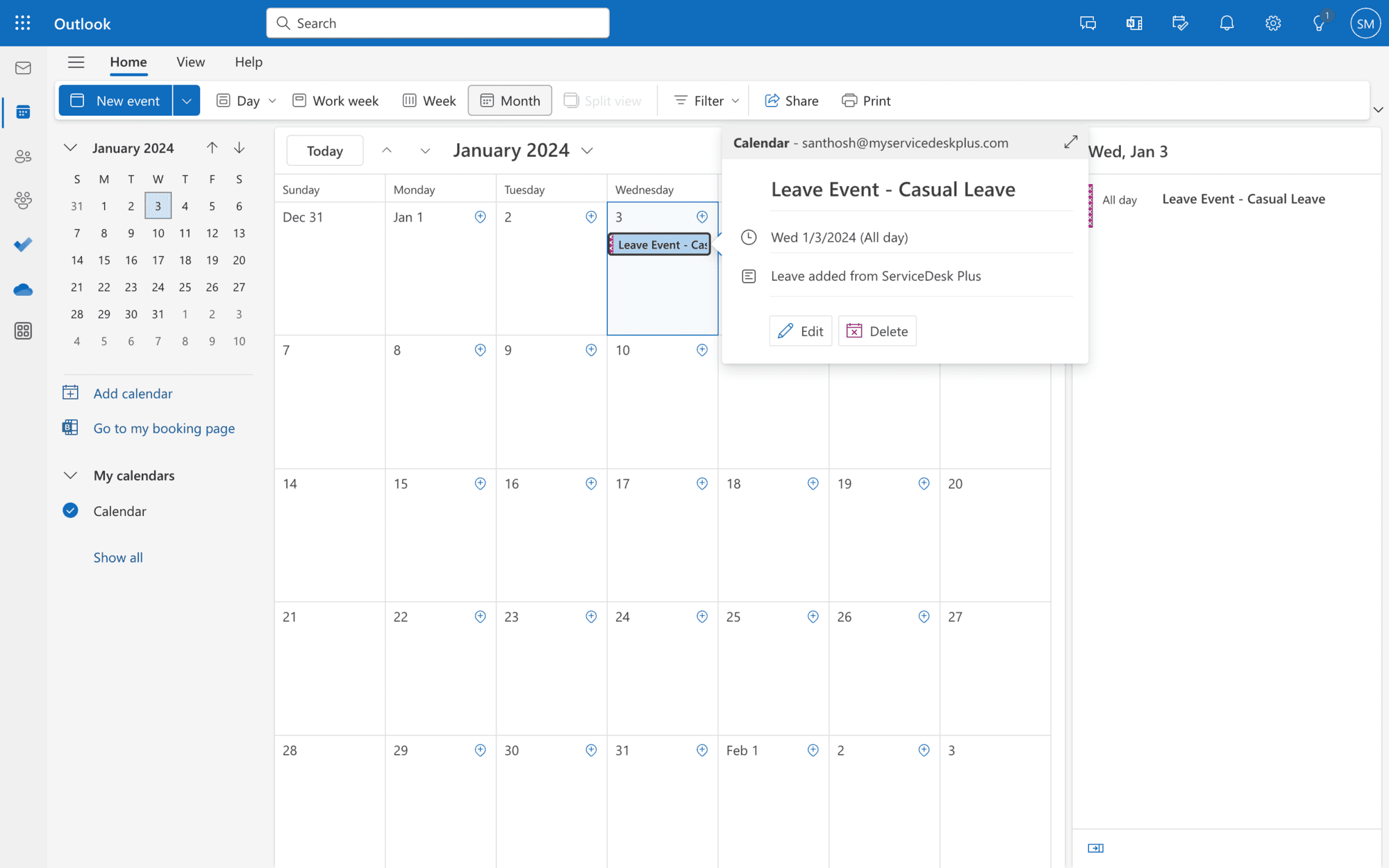 Calendar integration