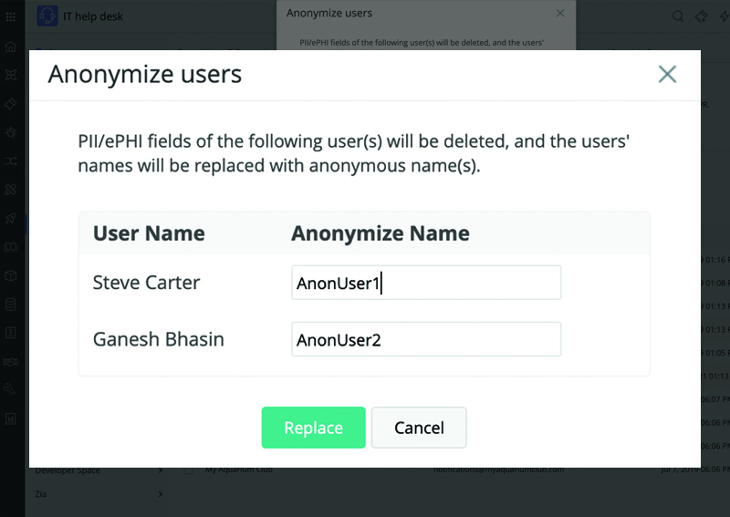 ePHI protection - anonymize users