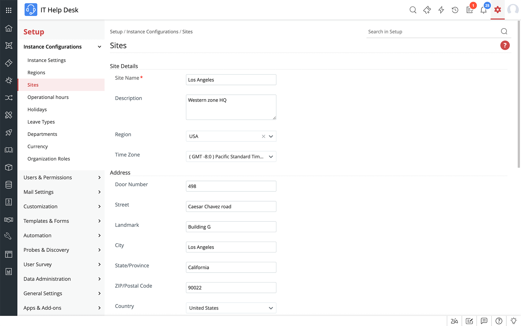 Dashboard Help desk TI en múltiples sitios
