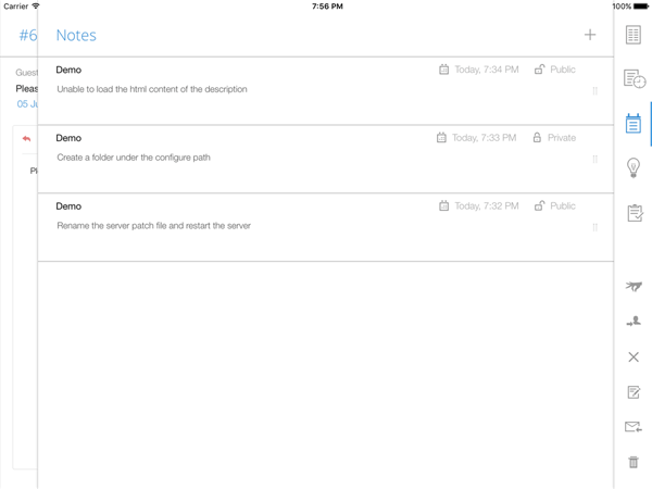 Dashboard registro de notas en la app móvil iPad SDP