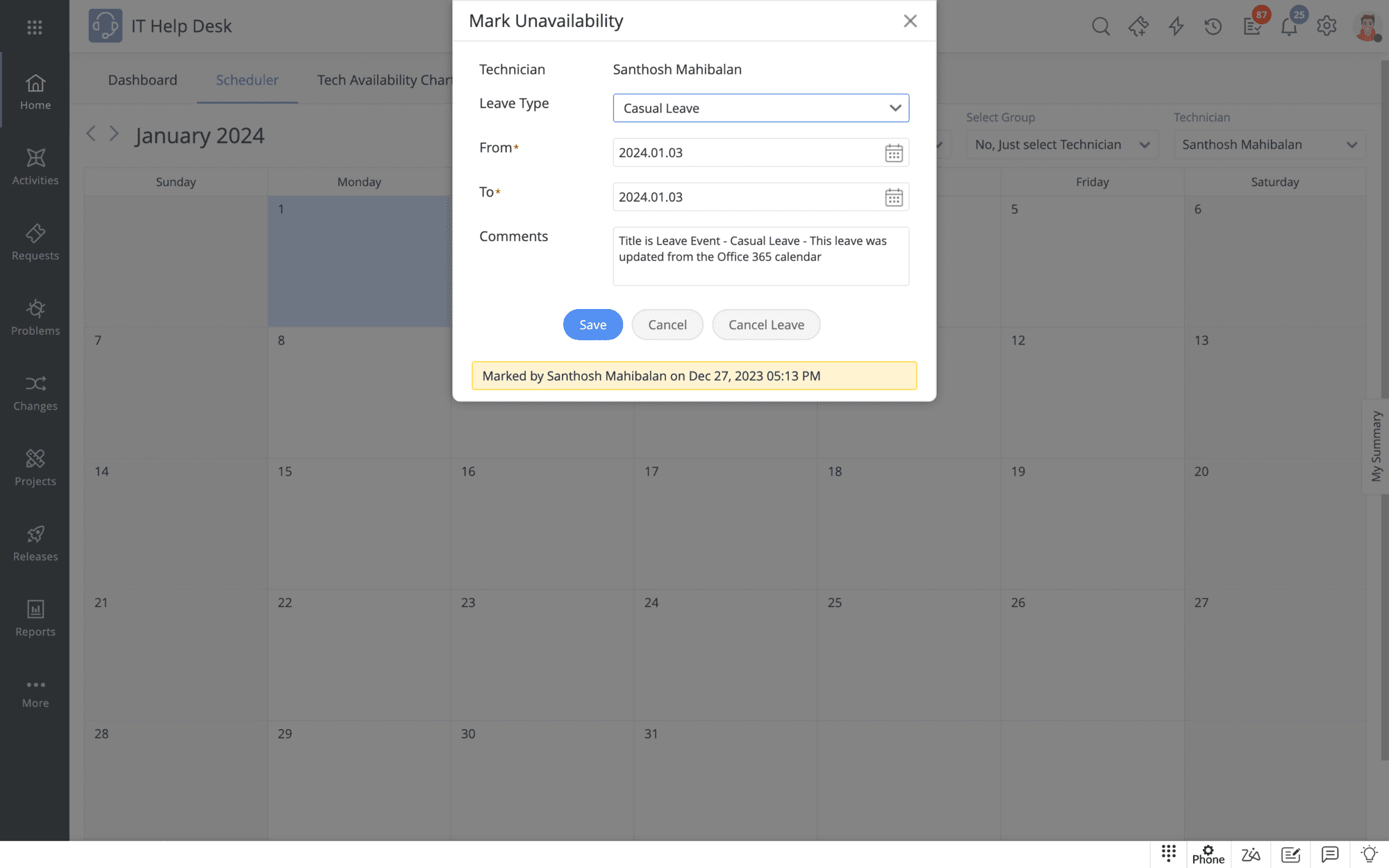 Microsoft Calendar integration