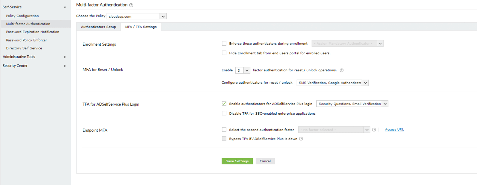 Integración SDP con ADSelfService Plus para la gestión de contraseñas de autoservicio