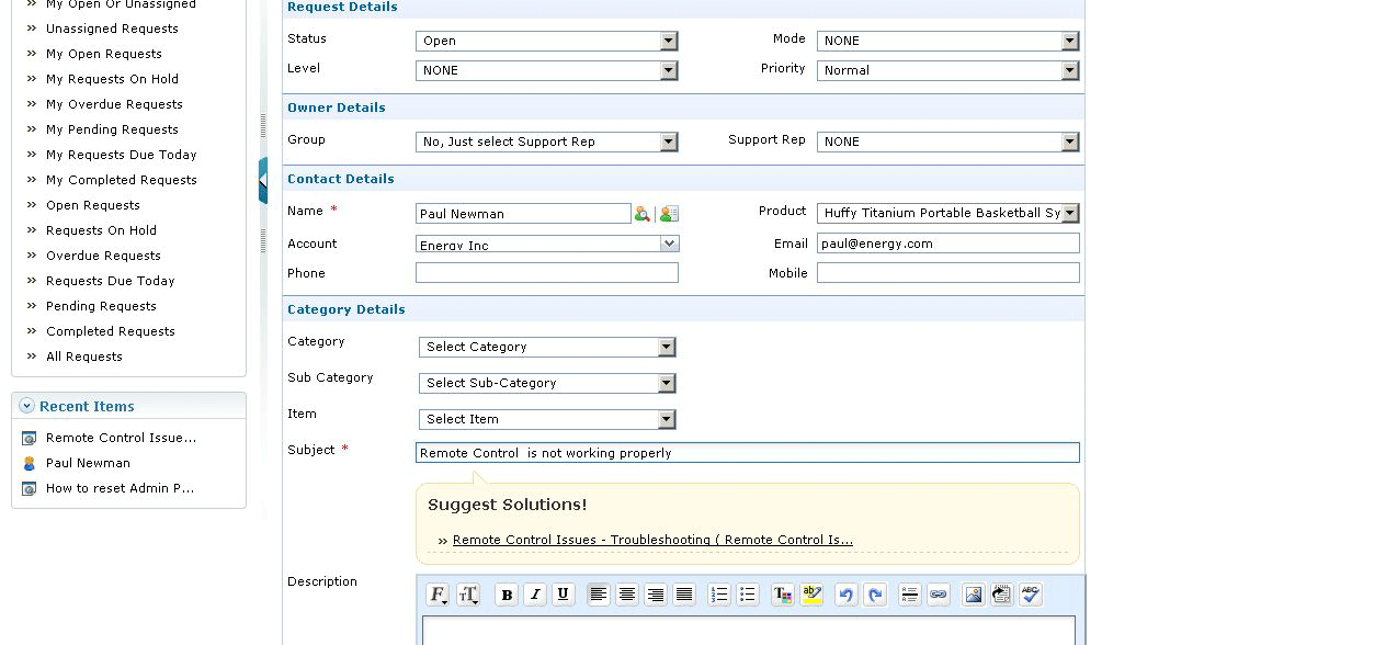 Acivities Manageengine Supportcenter Plus