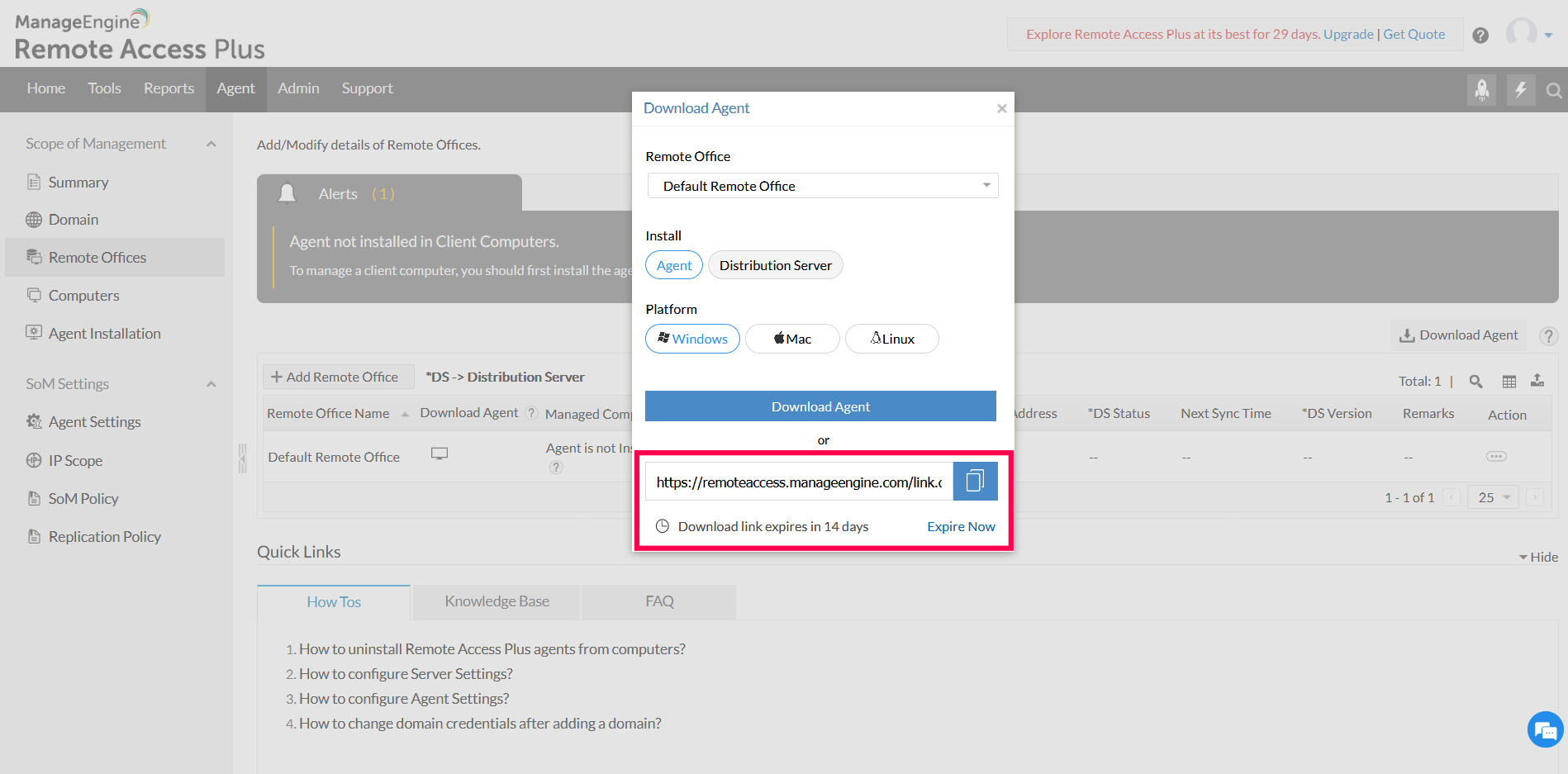 Installing Remote Access Agents| ManageEngine Remote Access Plus