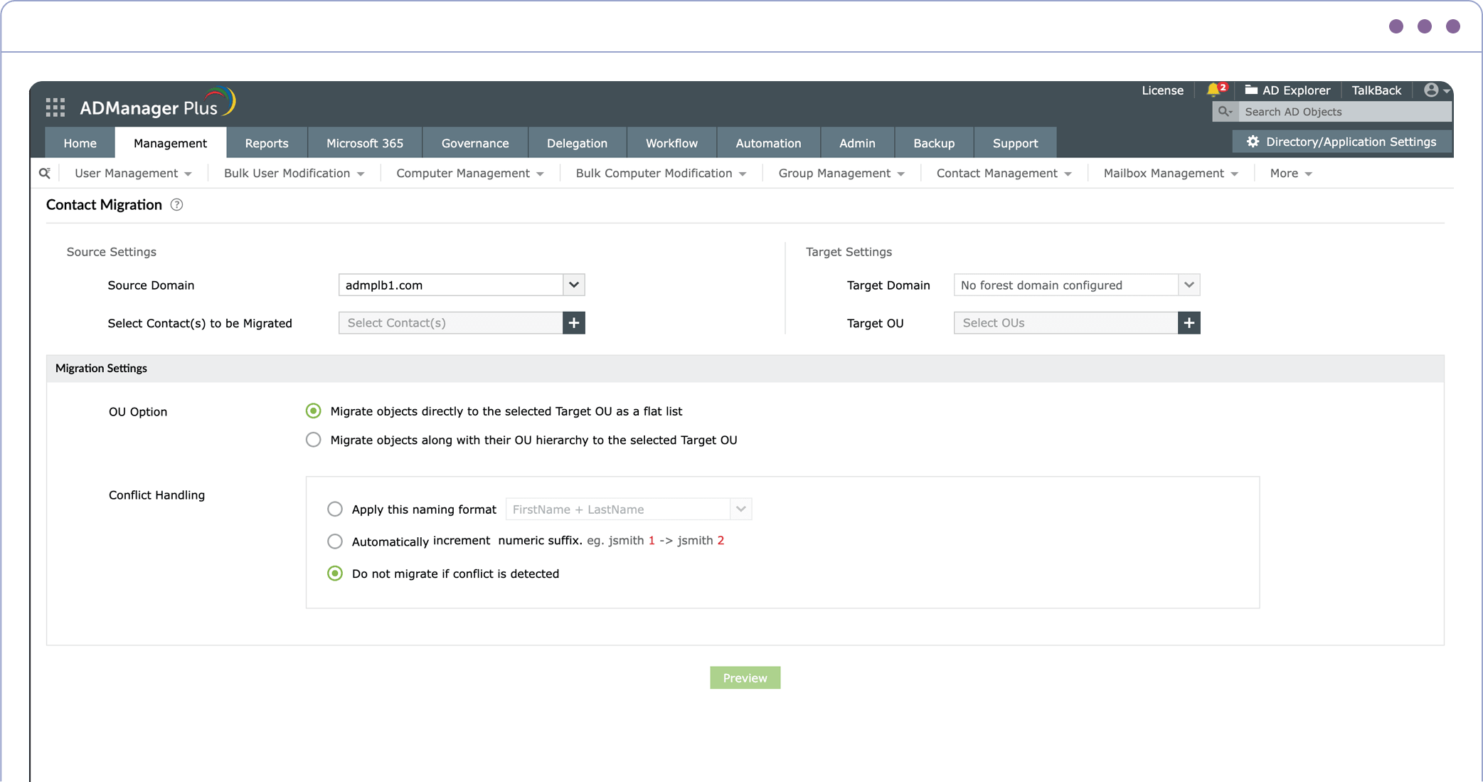 Перенос контактов