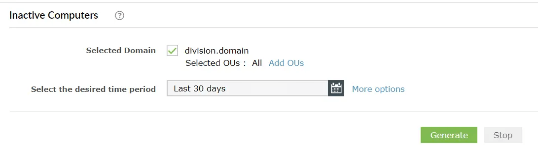 Отчет о неактивных пользователях