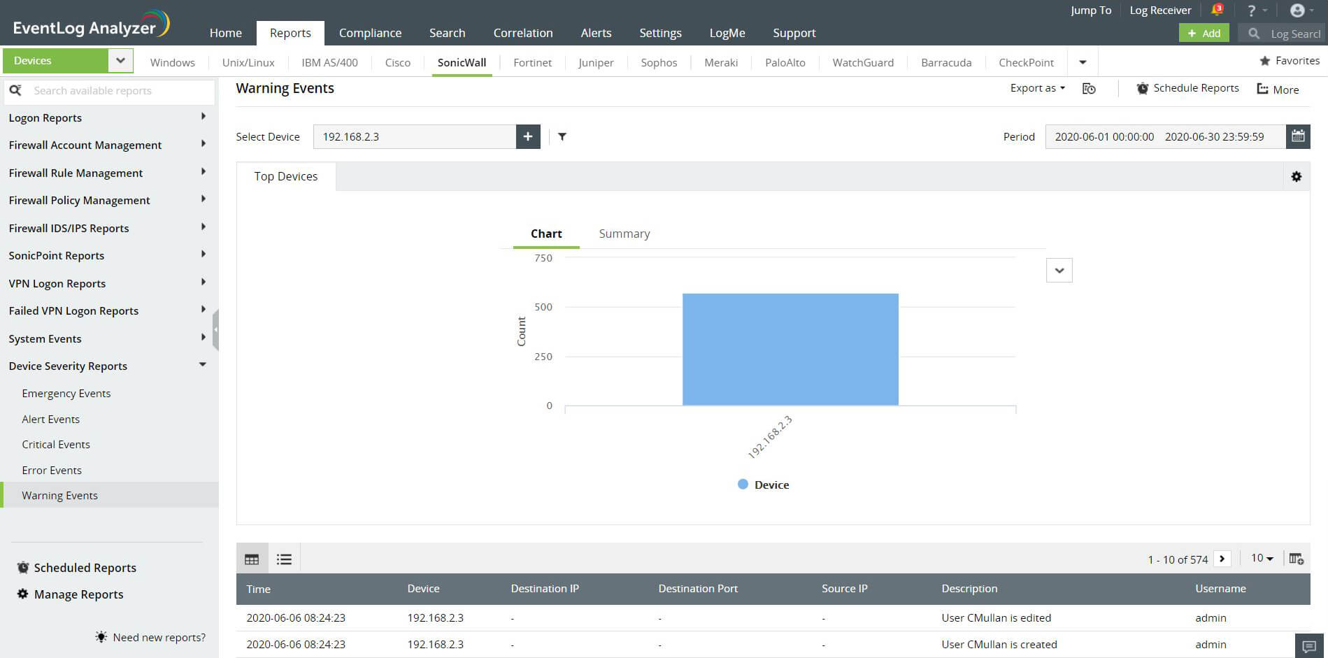 Управление конфигурацией межсетевого экрана Sonicwall