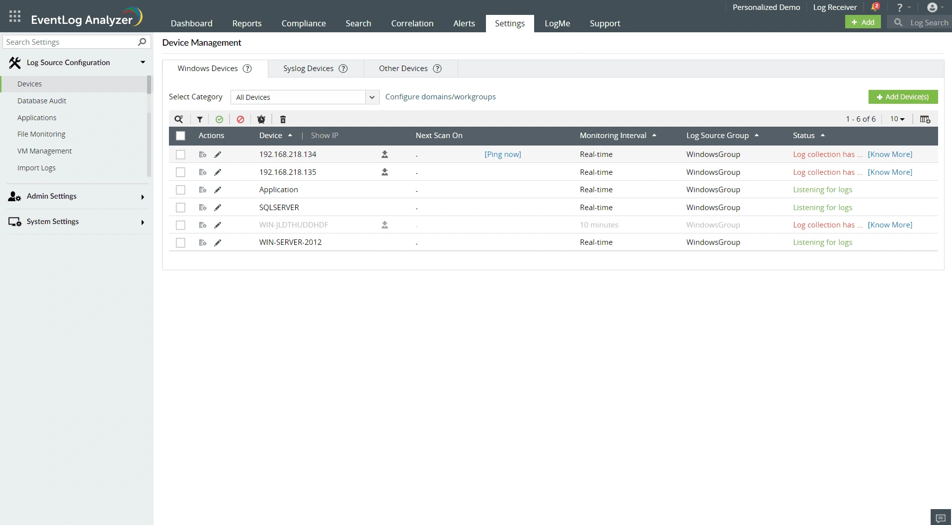 Сбор журналов событий