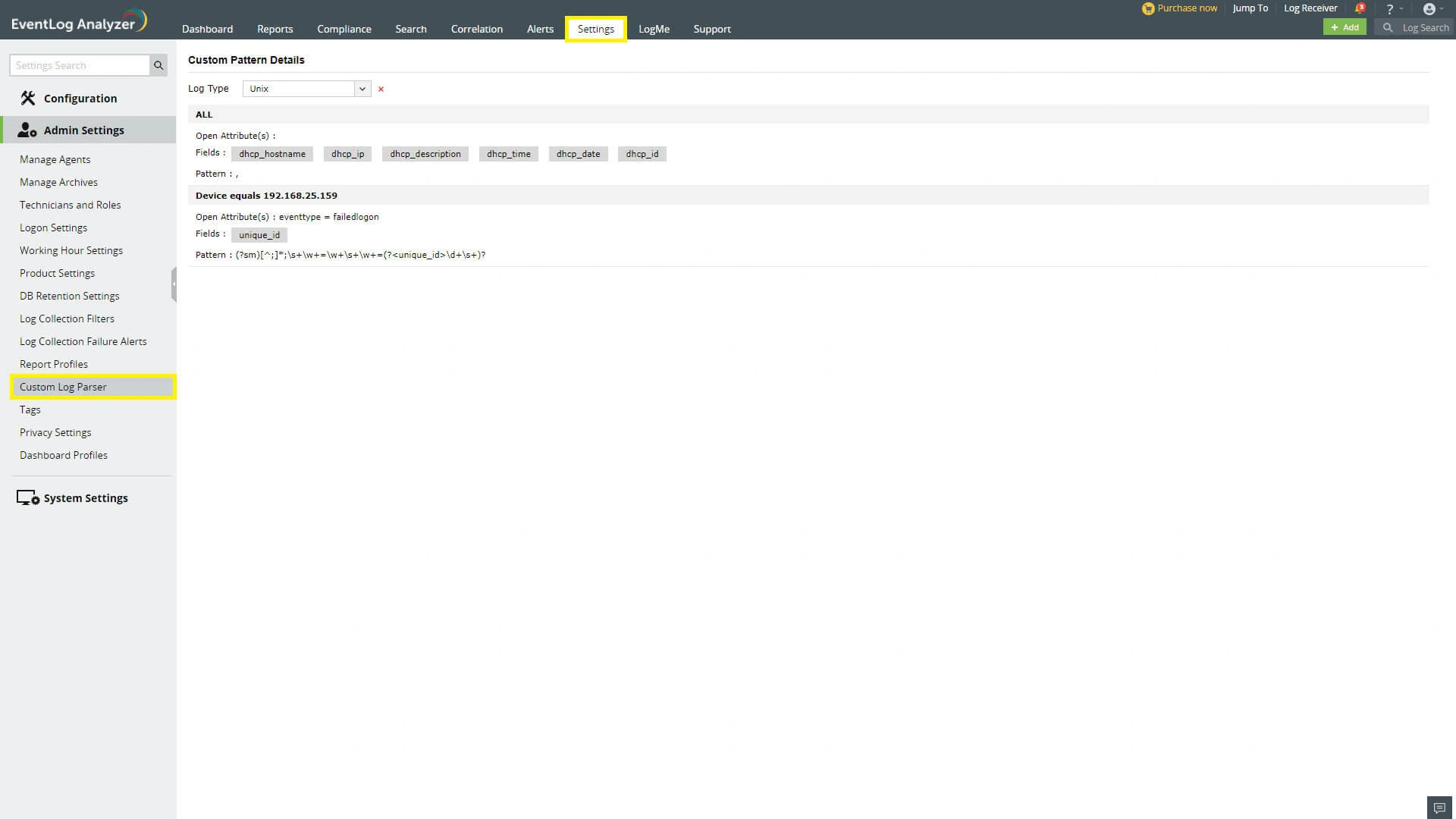 Парсер журналов событий