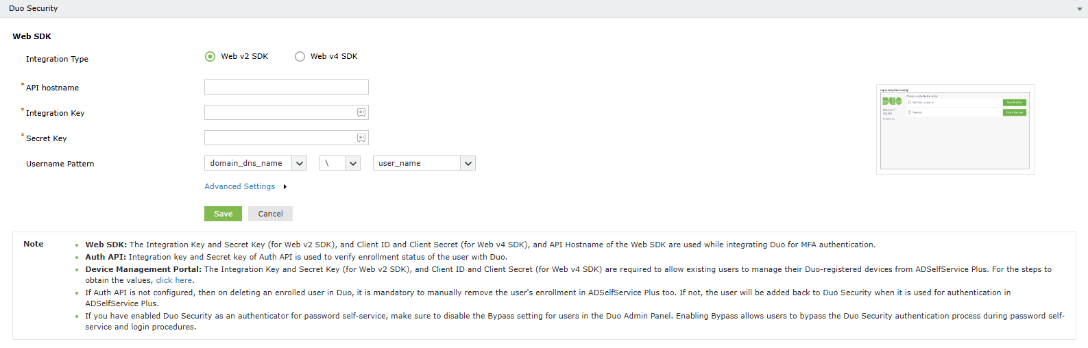 Настройка Duo Security в ADSelfService Plus