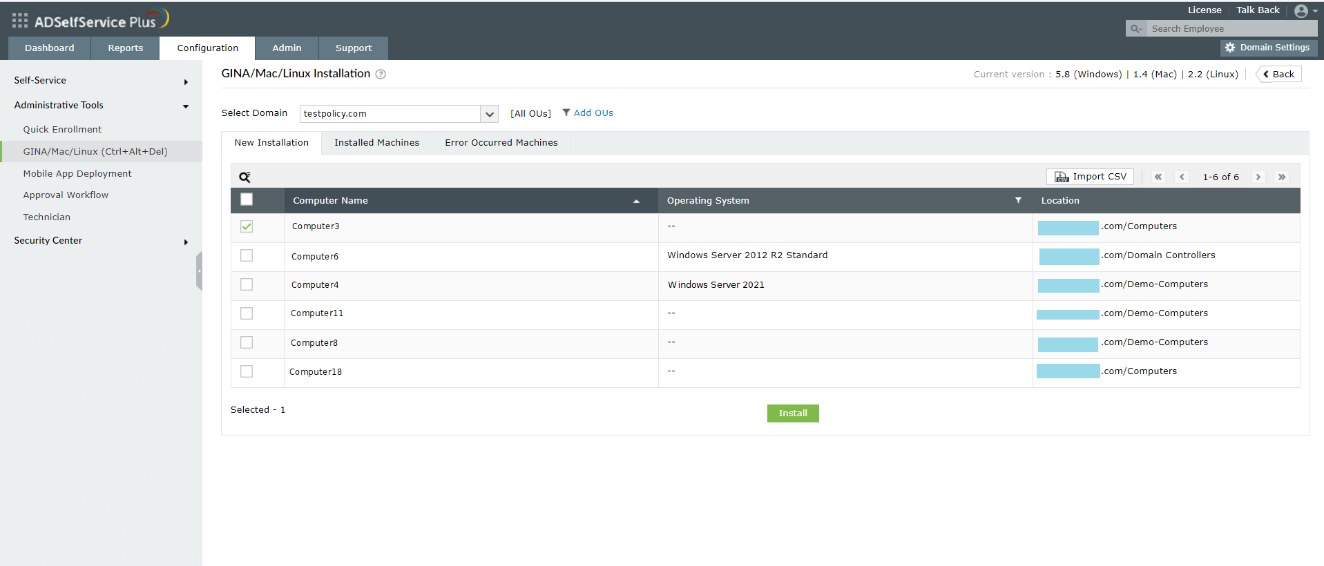 Установка агента входа GINA, macOS и Linux