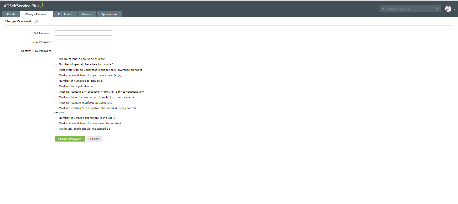 Изменить пароль