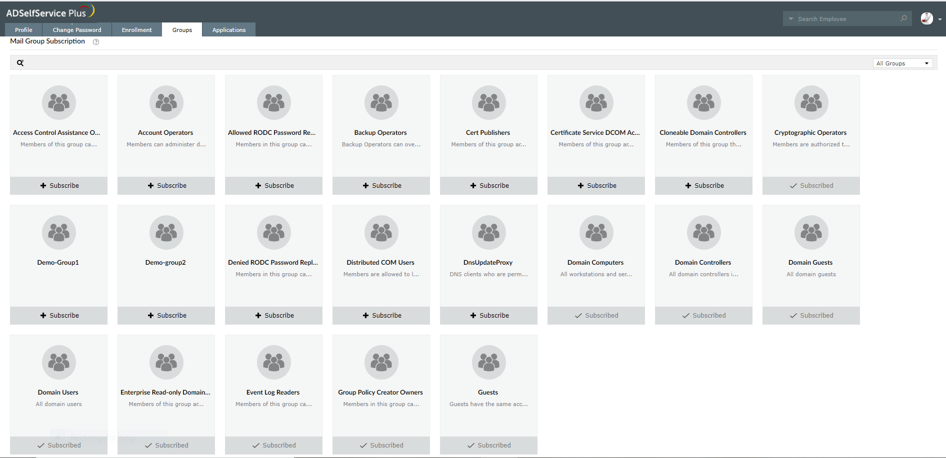 Подписки на группы
