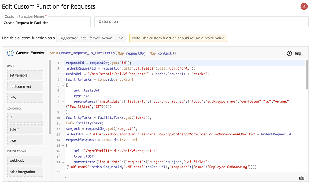 Определяйте бизнес-процессы ИТ-отдела в соответствии со своими потребностями с помощью настраиваемых функций.