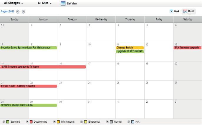 В календаре вы сможете просматривать запланированные изменения, как показано ниже.