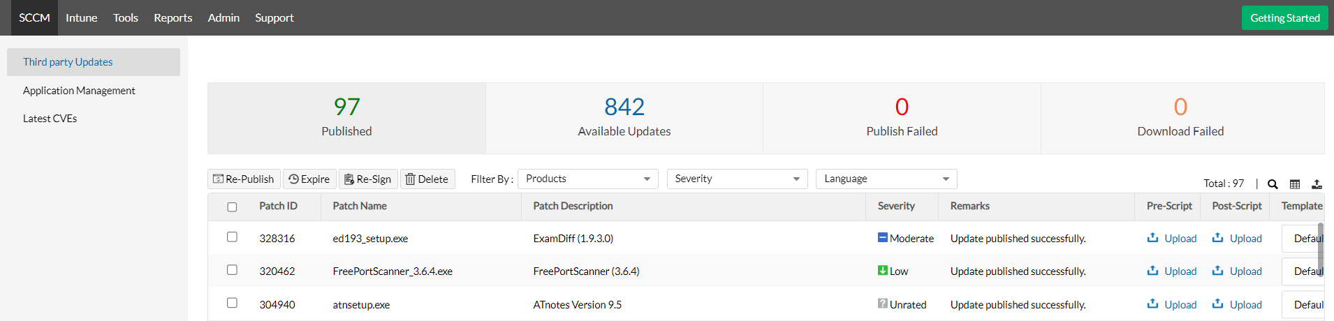 Importing software update catalogs to SCUP