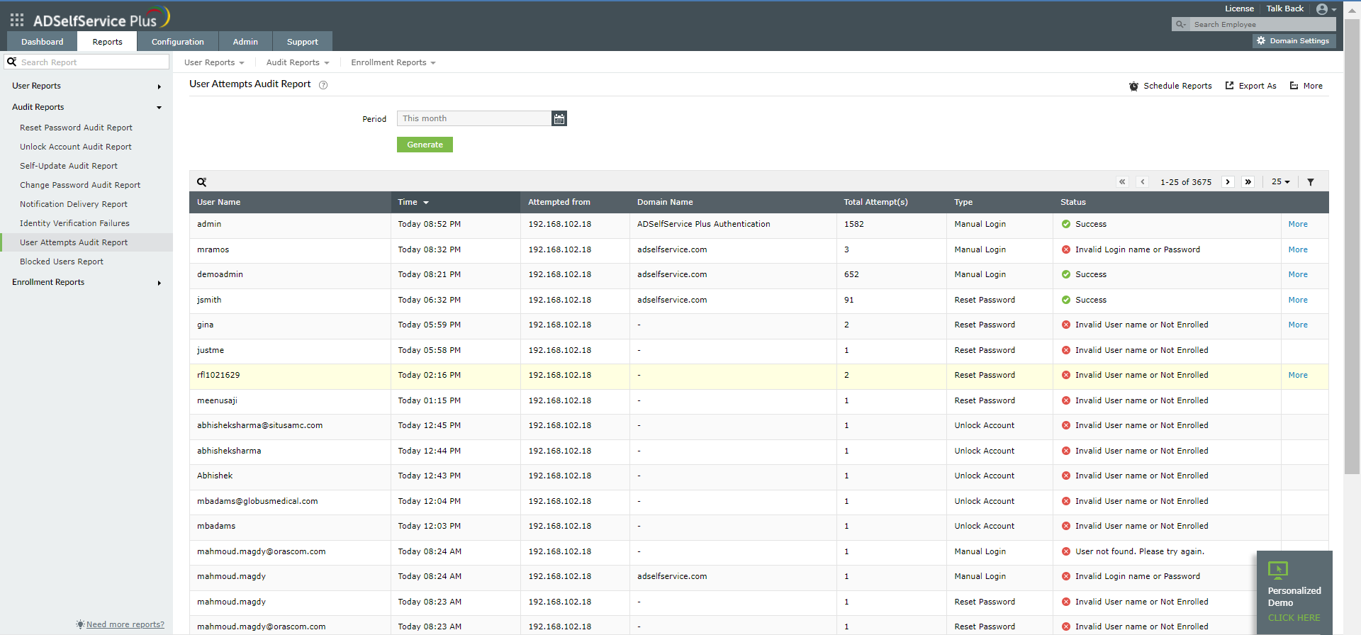 Attempts Audit Report