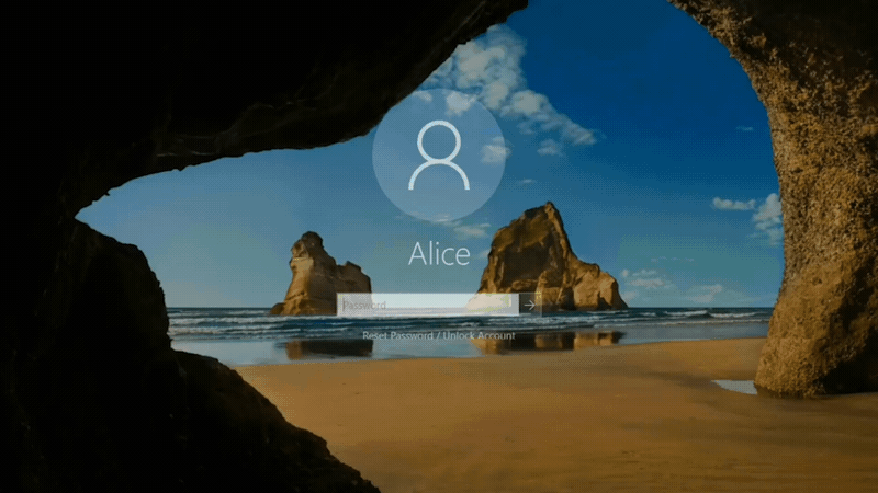 Een GIF die laat zien hoe offline MFA voor Windows inloggen werkt met ADSelfService Plus
