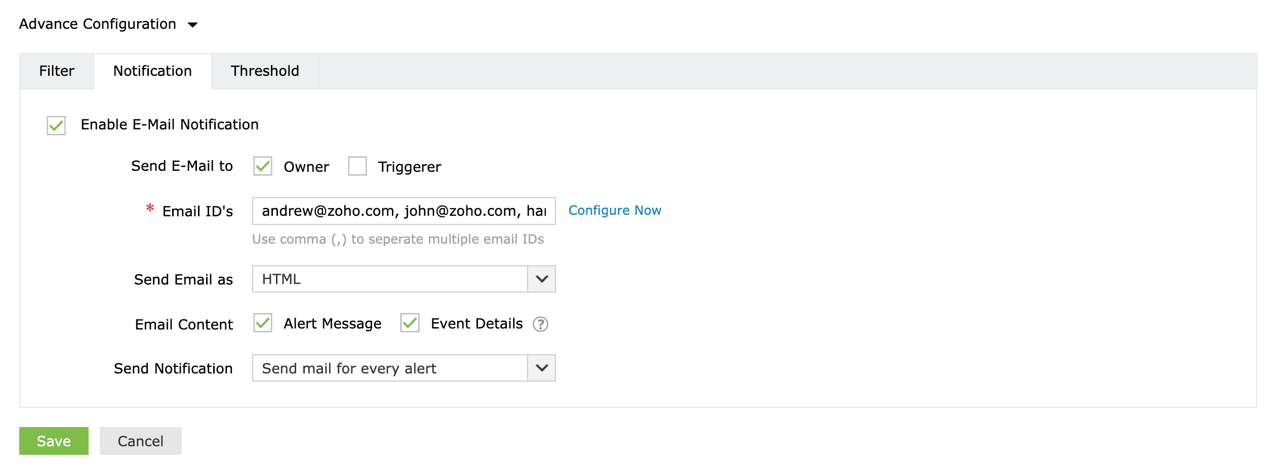 Adding email recipients for a SharePoint alert in SharePoint Manager Plus.