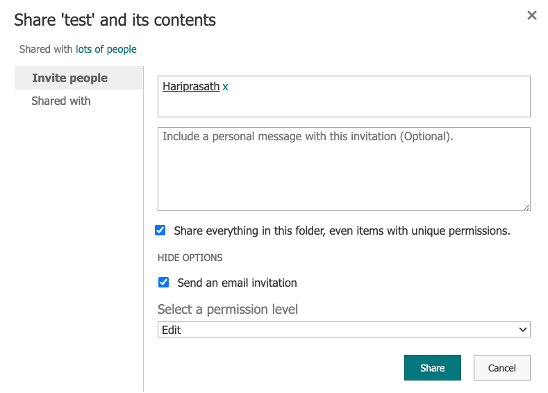Granting permissions to a SharePoint document library.