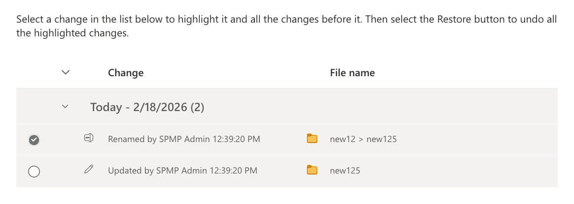 Reviewing recent activities in a SharePoint document library