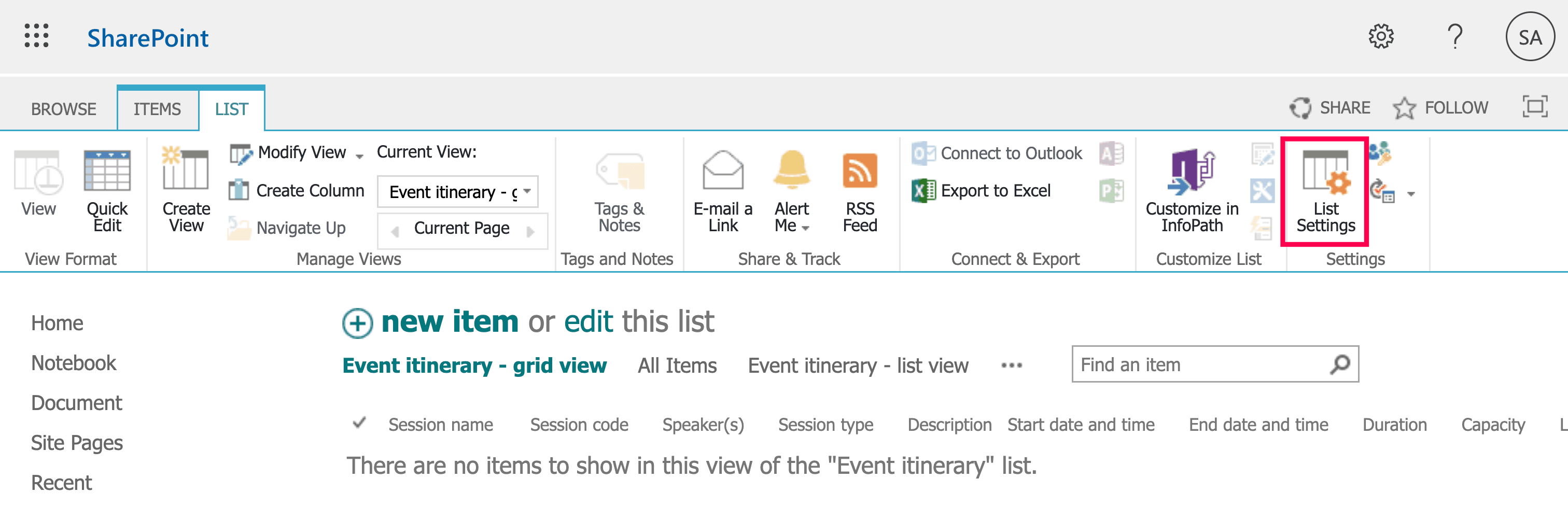 Deleting SharePoint list in classic experience.