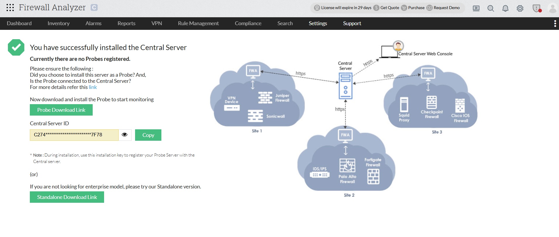 Firewall Analyzer installation and uninstallation: Central details