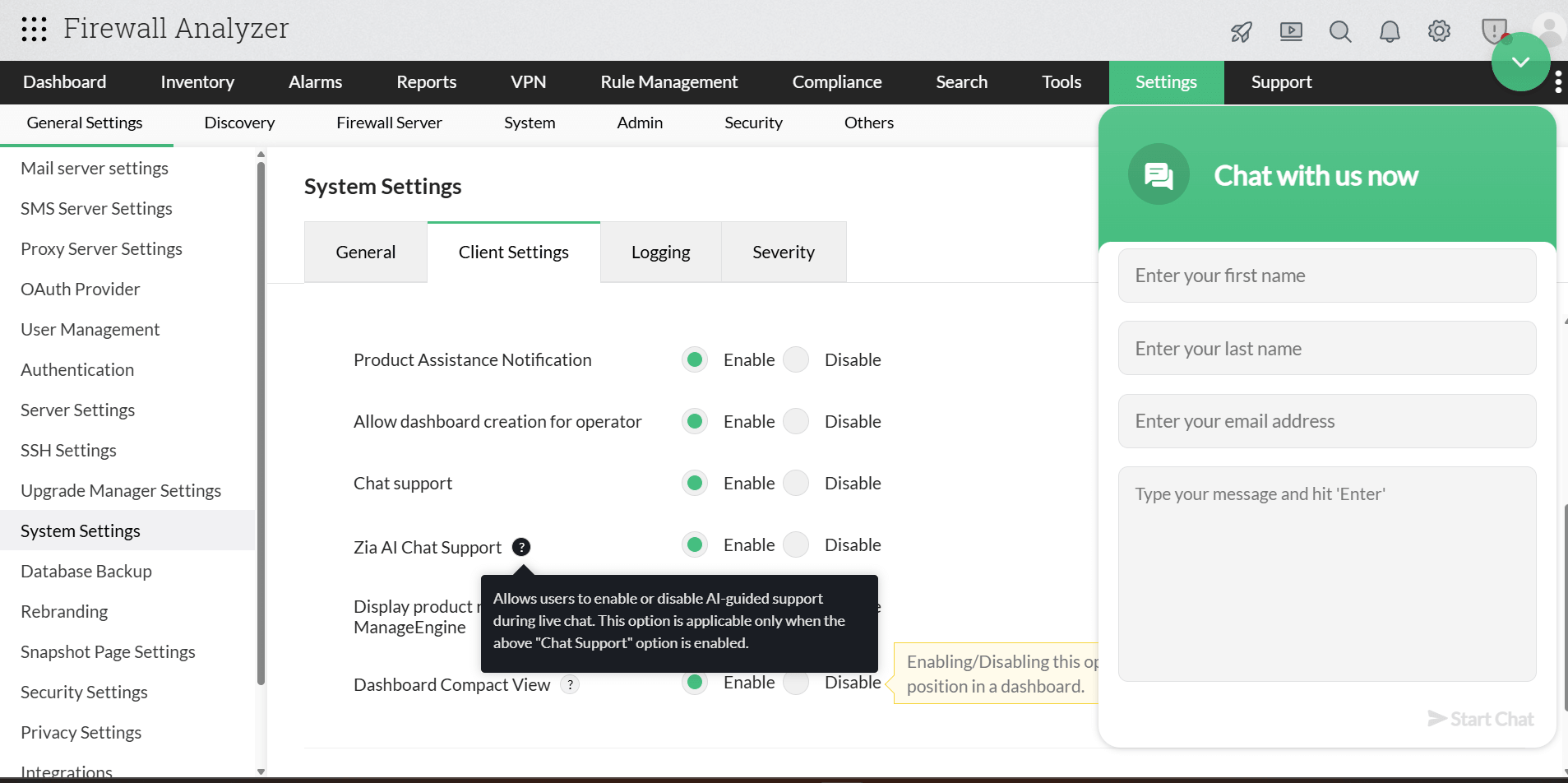 Zia Chatbot-Firewall Analyser Integration