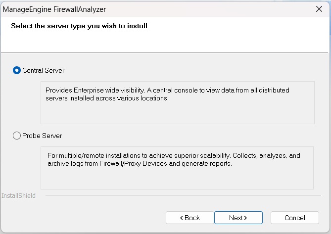 Firewall Analyzer installation and uninstallation: Central Probe