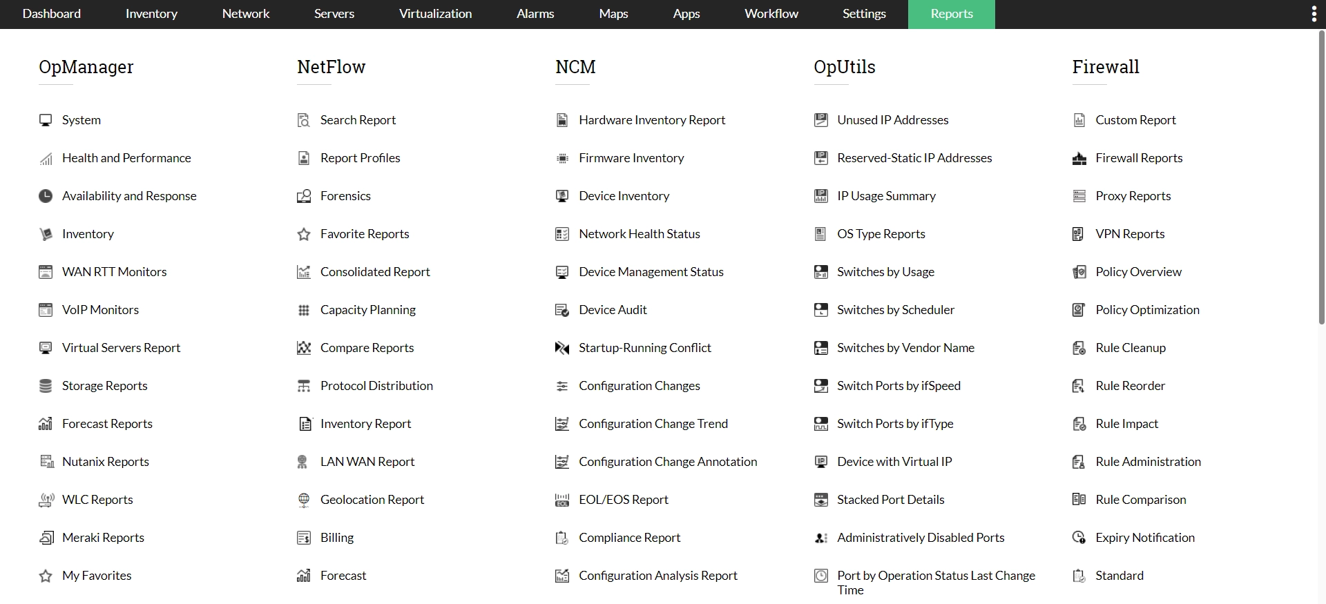 Streamlined reports for forecasting analysis Network Operations Management Reports - ManageEngine OpManager Nexus